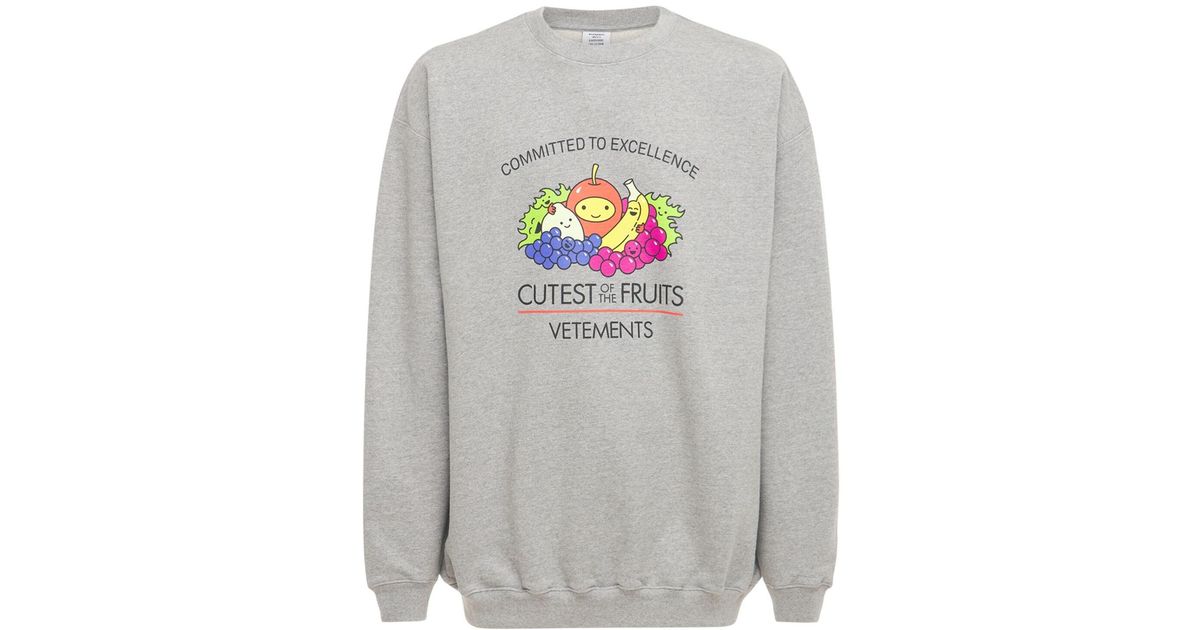 Vetements Men's Grey Cutest Of The Fruits Logo Sweatshirt