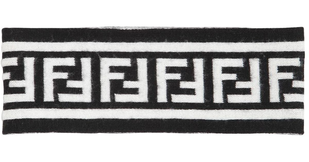 Fendi Wool Ff Motif Headband in Black 