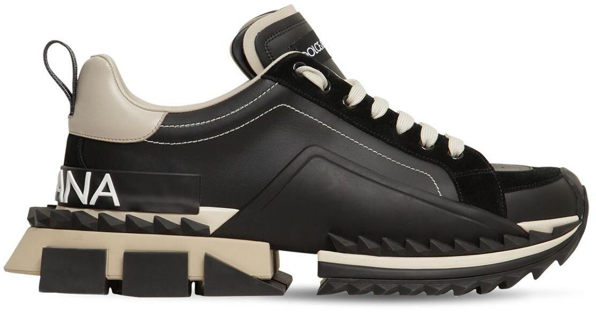 Dolce & Gabbana Super King Leather Sneakers in Black for Men - Lyst