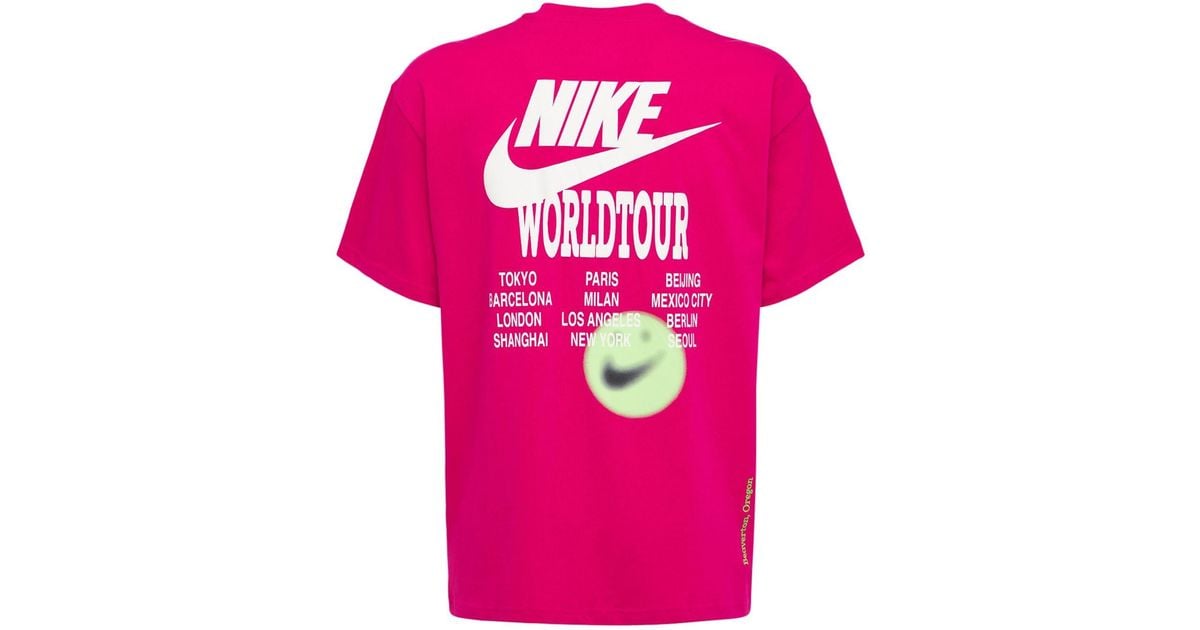 Nike World Tour Printed T-shirt in Pink for Men | Lyst UK