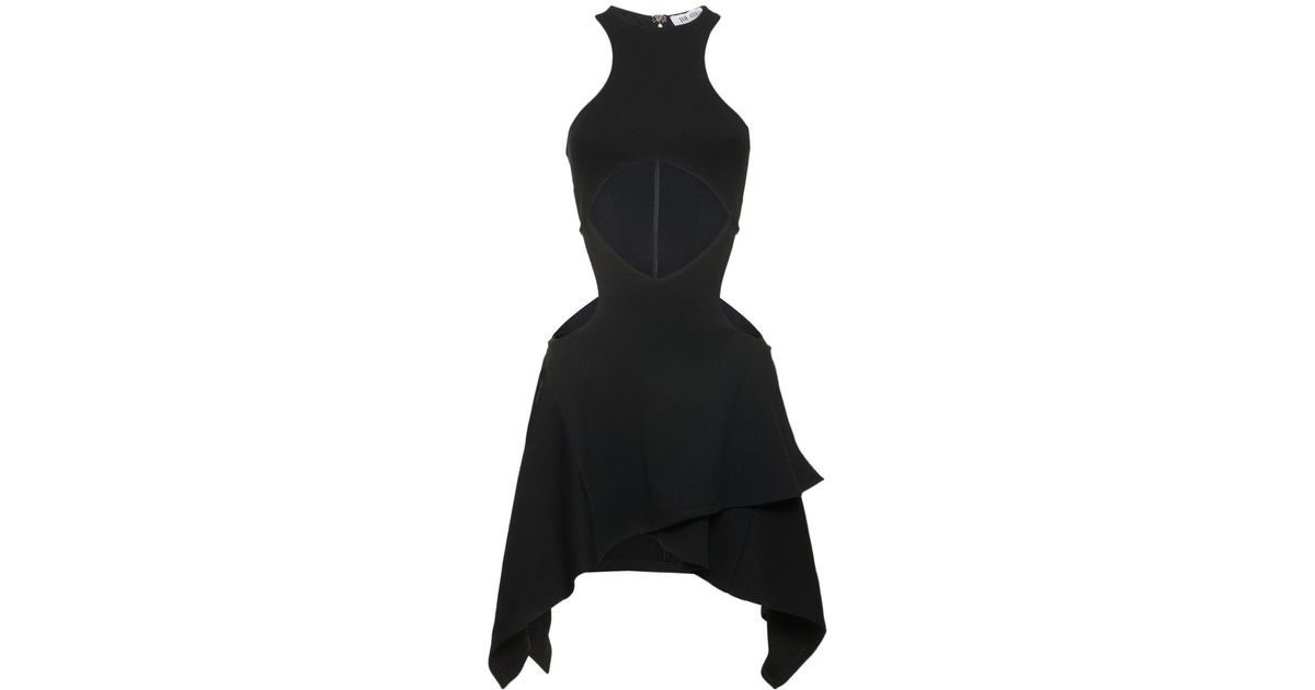 The Attico Magnolia Ribbed Cotton Jersey Mini Dress in Black | Lyst