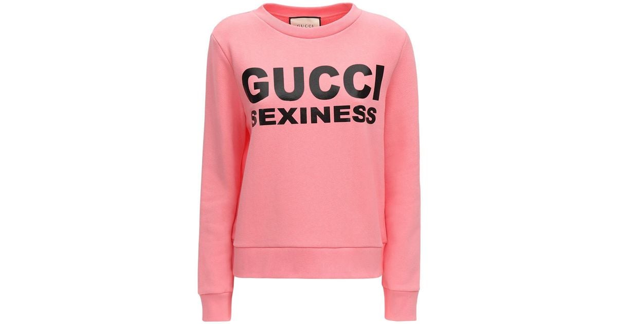 Gucci Sexiness Print Sweatshirt in Pink | Lyst