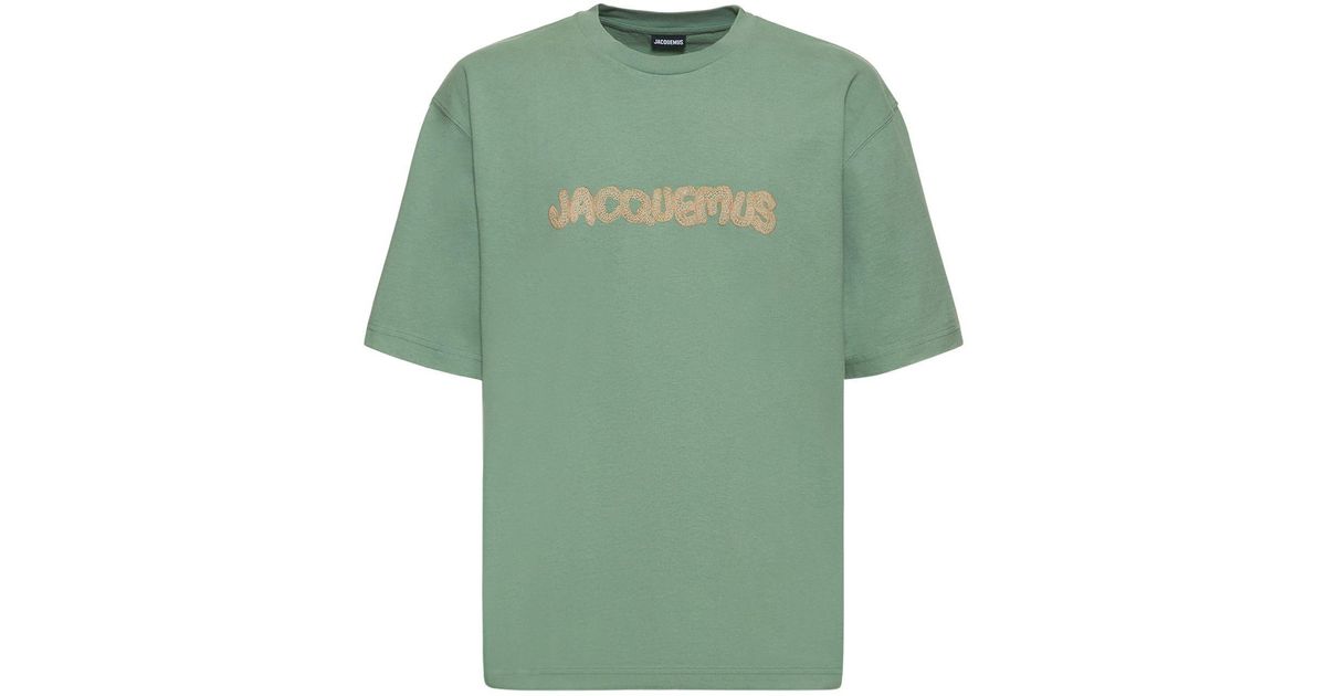 Jacquemus Le Raphia Cotton Jersey T-shirt in Green for Men | Lyst