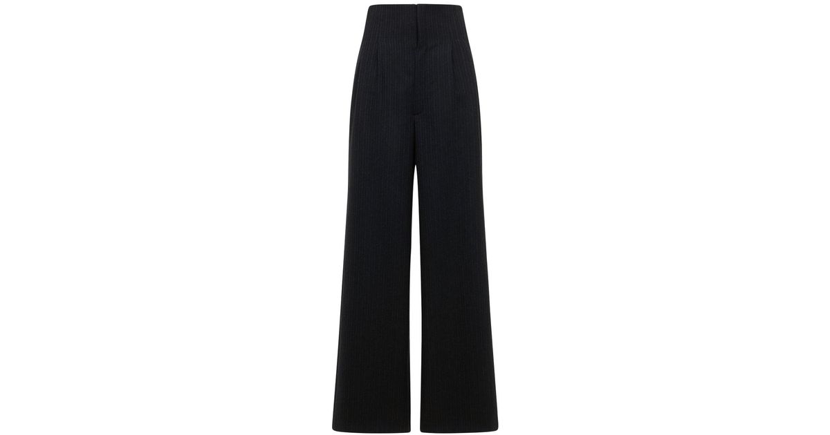 Gauchère Wool Cady Pinstripe Wide Pants in Grey (Blue) | Lyst