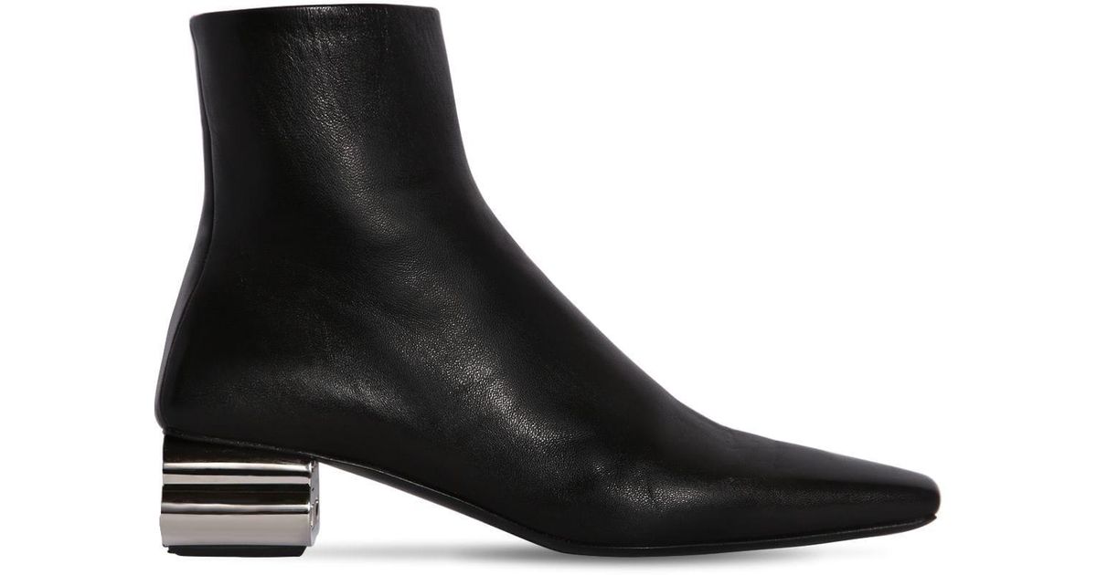 Balenciaga 50mm Typo Leather Ankle Boots in Black/Silver (Black ...