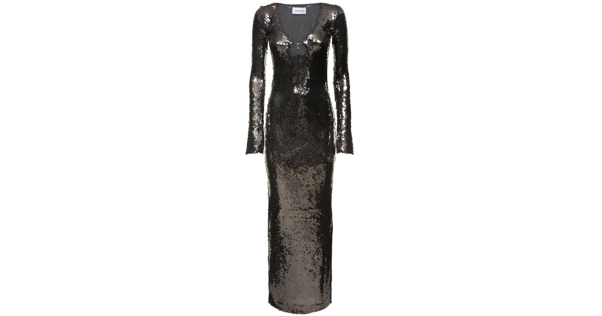 16Arlington Solaria Sequined Midi Dress in Black | Lyst