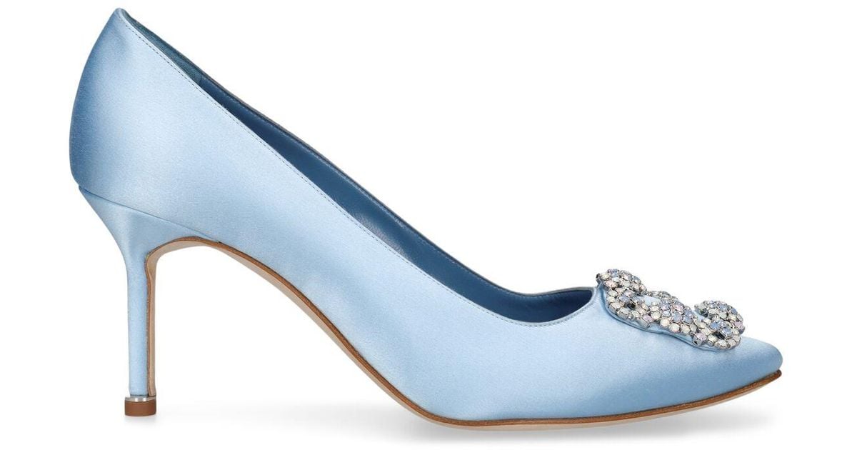 Manolo Blahnik 70mm Hangisi Satin Pumps in Blue Lyst Australia