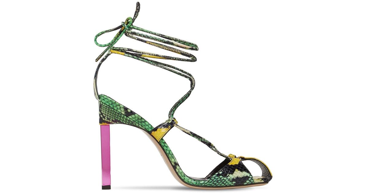 The Attico 105mm Adele Python Print Lace-up Pumps | Lyst