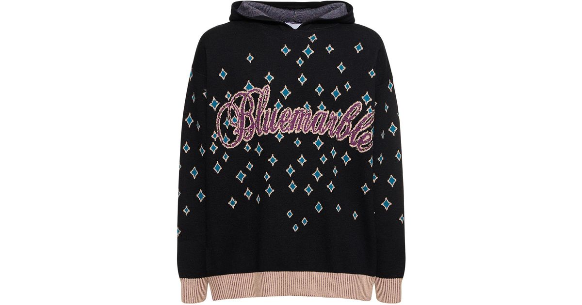 【BLUEMARBLE】Jacquard rhinestoned hooded jumper BLACK Bluemarble Jacquard Rhinestoned Hooded Jumper, Size Small | eBay