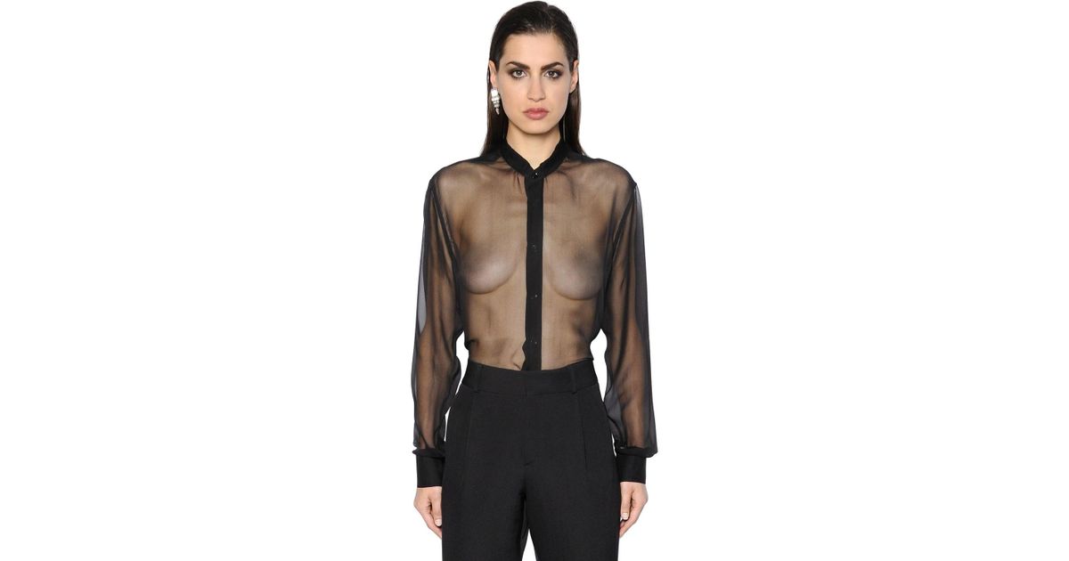 Saint Laurent Sheer Silk Muslin Shirt 