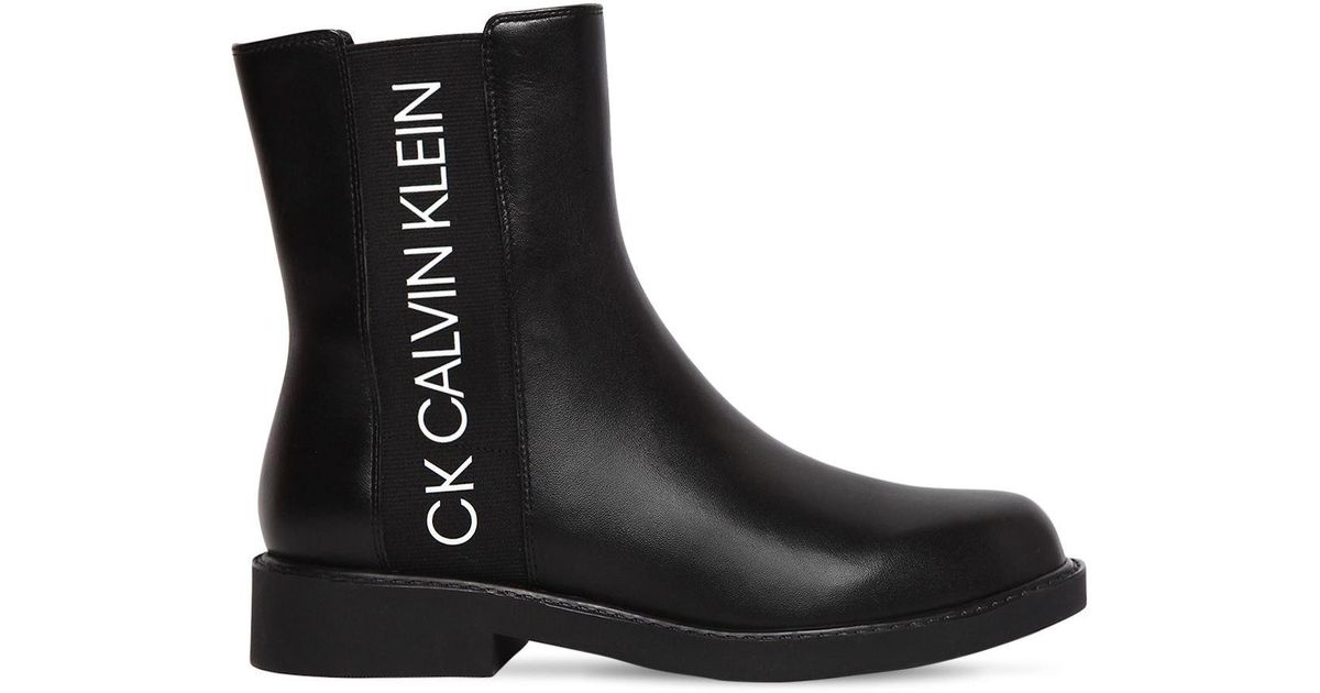 Calvin Klein 20mm Yoshi Leather Beatle Boots in Black - Lyst