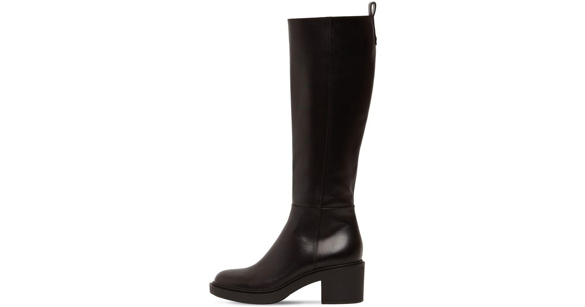 Gianvito Rossi 45mm Ollie Leather Tall Boots in Black | Lyst