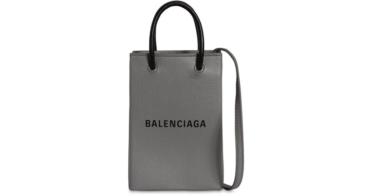 Balenciaga Shopping Phone Bag On Strap in Gray | Lyst