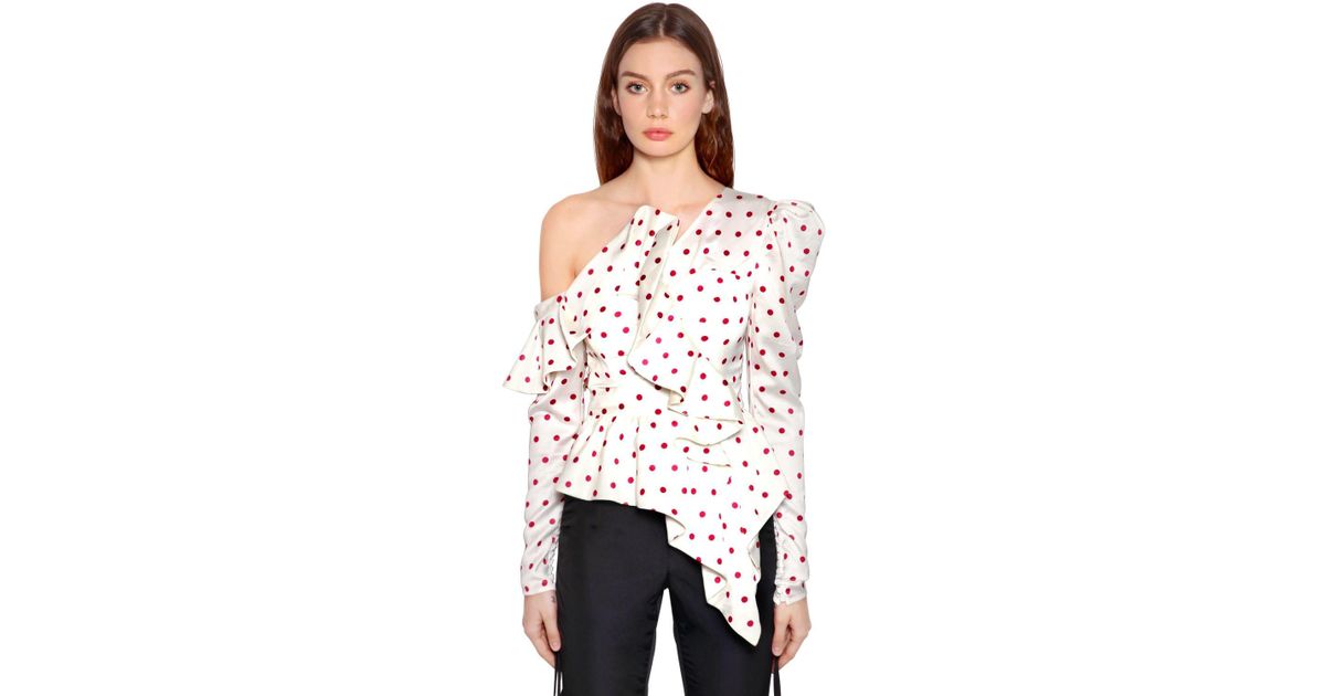 red and white polka dot top