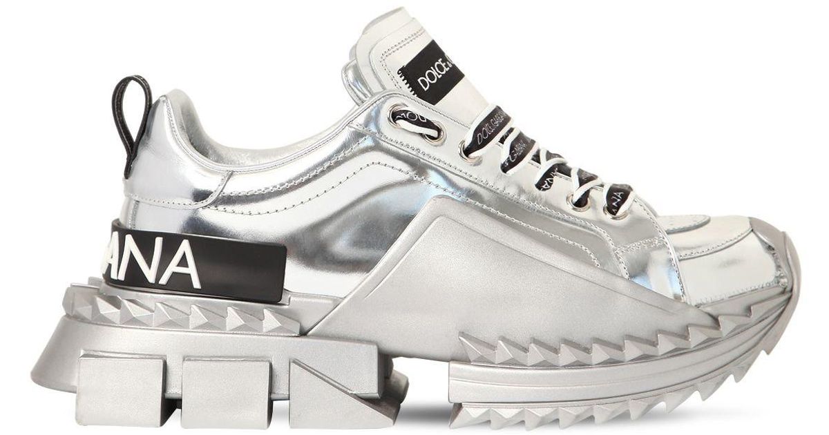 Dolce & Gabbana 40mm Super Queen Leather Sneakers in Metallic | Lyst
