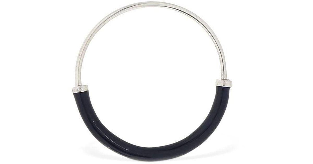 Maria Black Delicate 18 Hoop Mono Earring in Silver/Navy (Metallic 