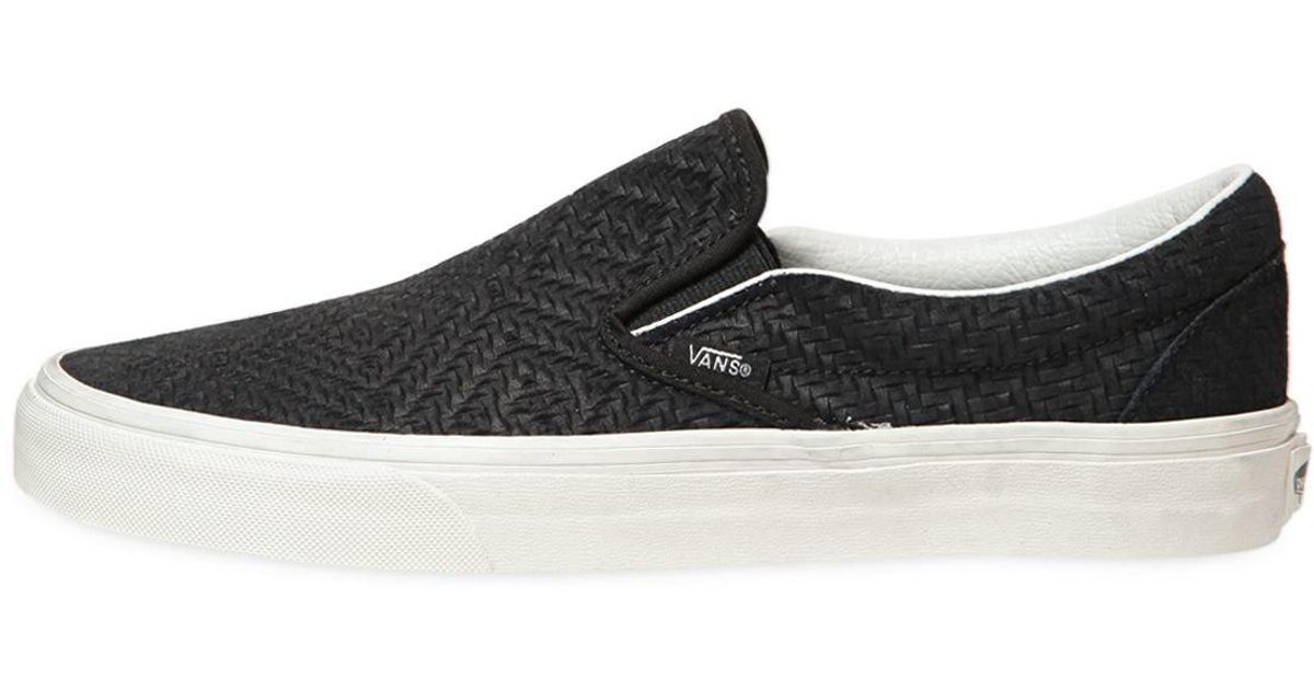Vans Woven Faux Leather Slip-on Sneakers in Black for Men - Lyst