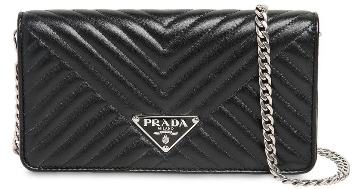 Prada Quilted Nappa Leather Chain Shoulder Bag in Black - Lyst