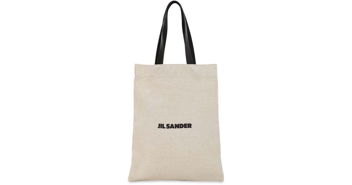 Jil Sander Grande Flat Canvas Tote Bag in Natural | Lyst Canada