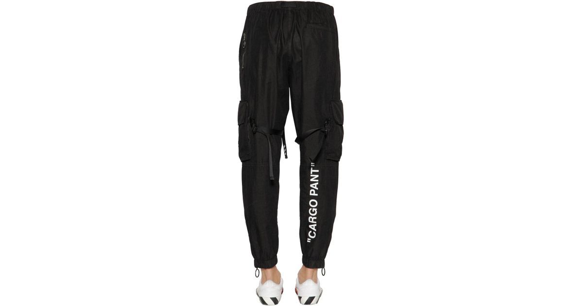 off white nylon cargo pants