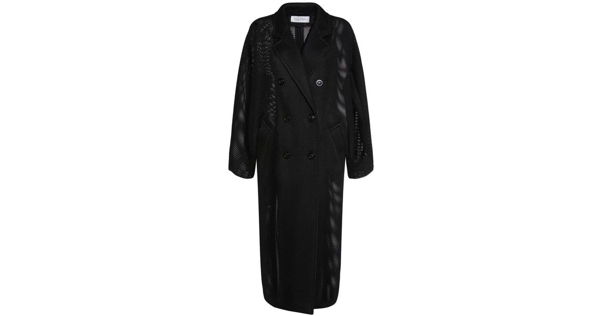 Max Mara Madame1 Double Breasted Mesh Midi Coat in Black | Lyst