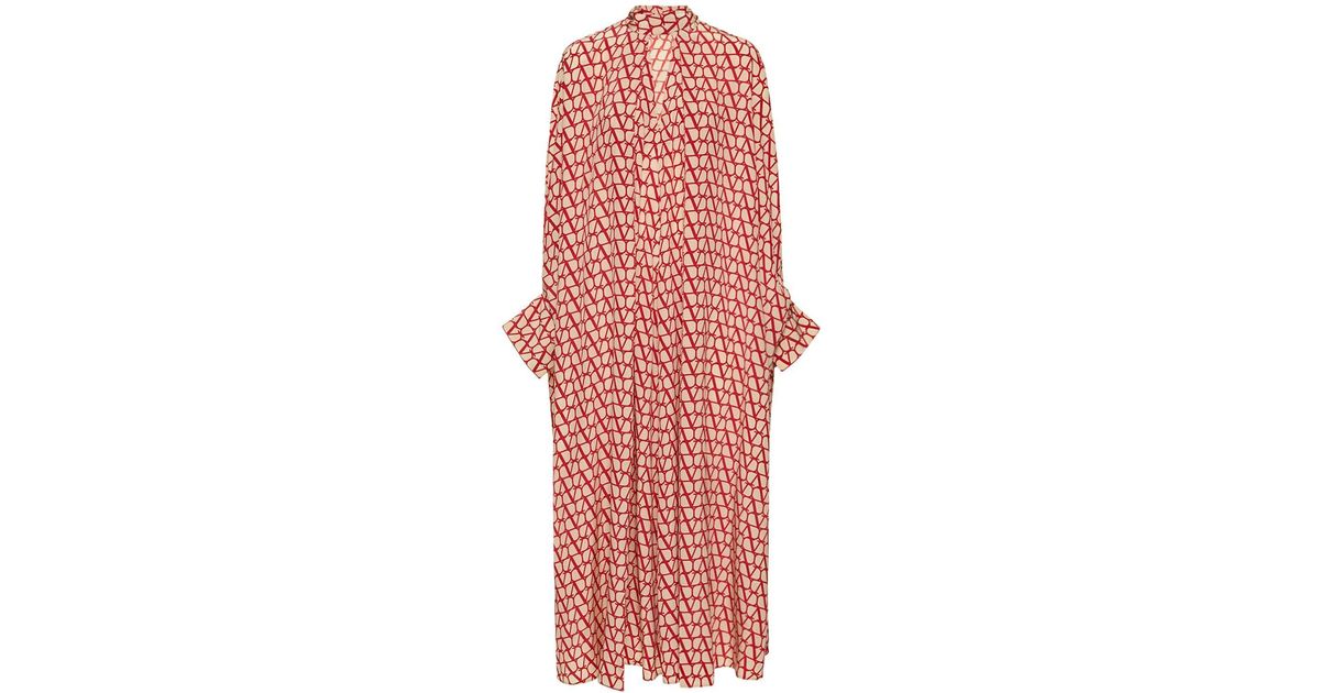 Valentino Etoile Iconograph Oversize Silk Dress in Red | Lyst