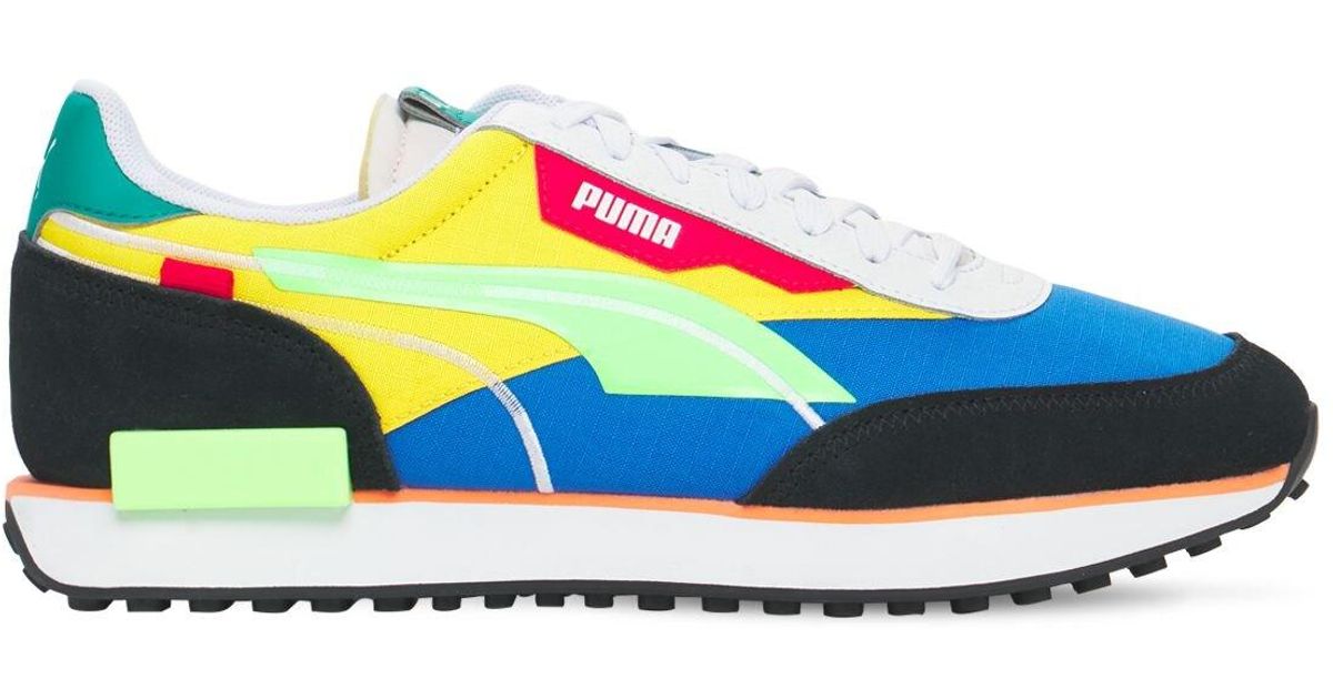 Puma Suede Future Rider Twofold Sd Pop Sneakers In Yellow Blue Blue For Men Lyst