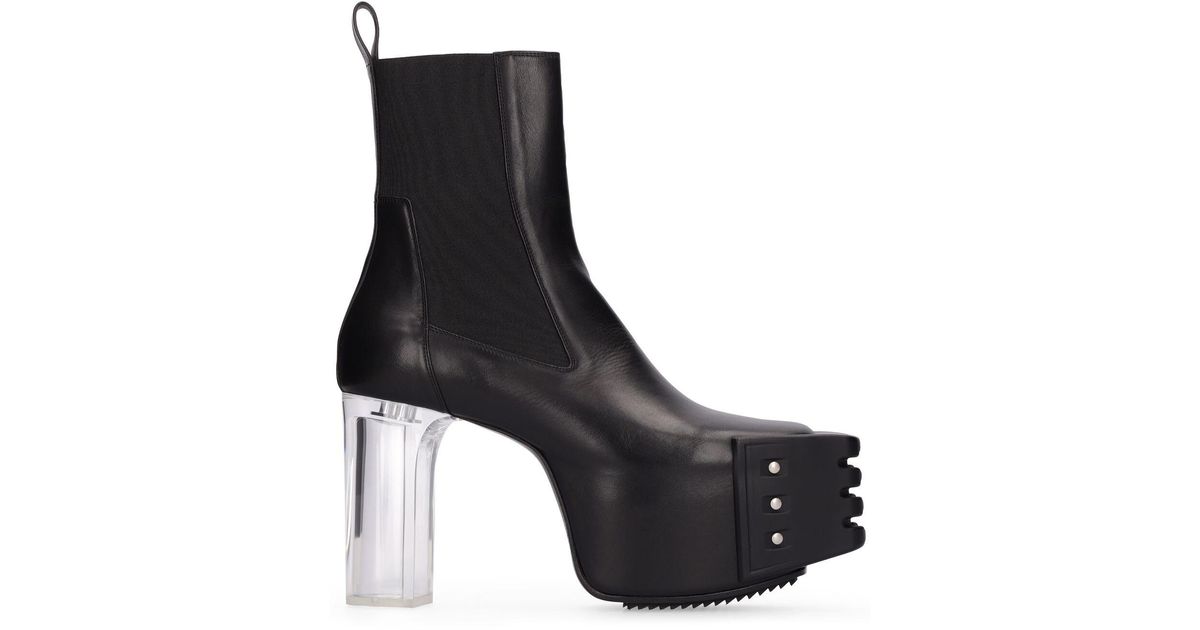Rick Owens 125mm Grill Kiss Leather Boots in Black for Men | Lyst UK