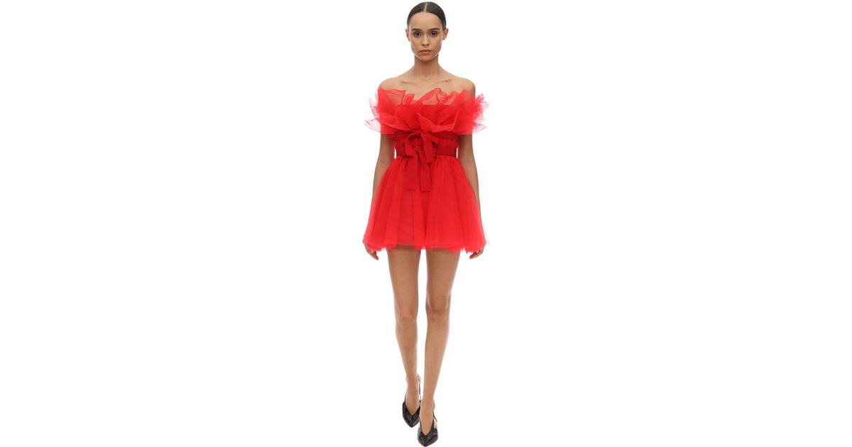 red tulle mini dress