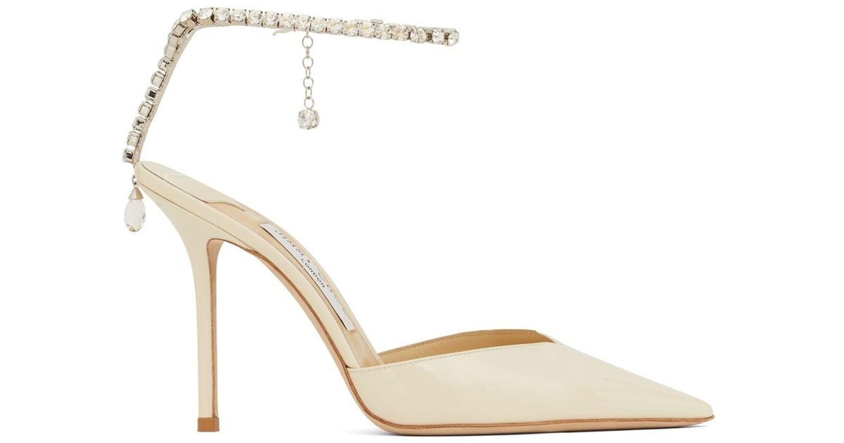 Jimmy Choo 100mm Saeda Patent Leather Pumps in Ivory (Natural) | Lyst