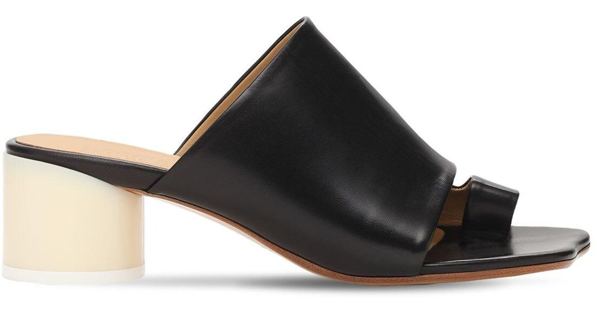MM6 by Maison Martin Margiela 45mm Leather Thong Sandals in Black | Lyst