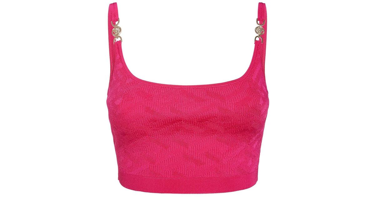Versace Crop-top Aus Viskosejacquard Mit Logo in Pink | Lyst CH