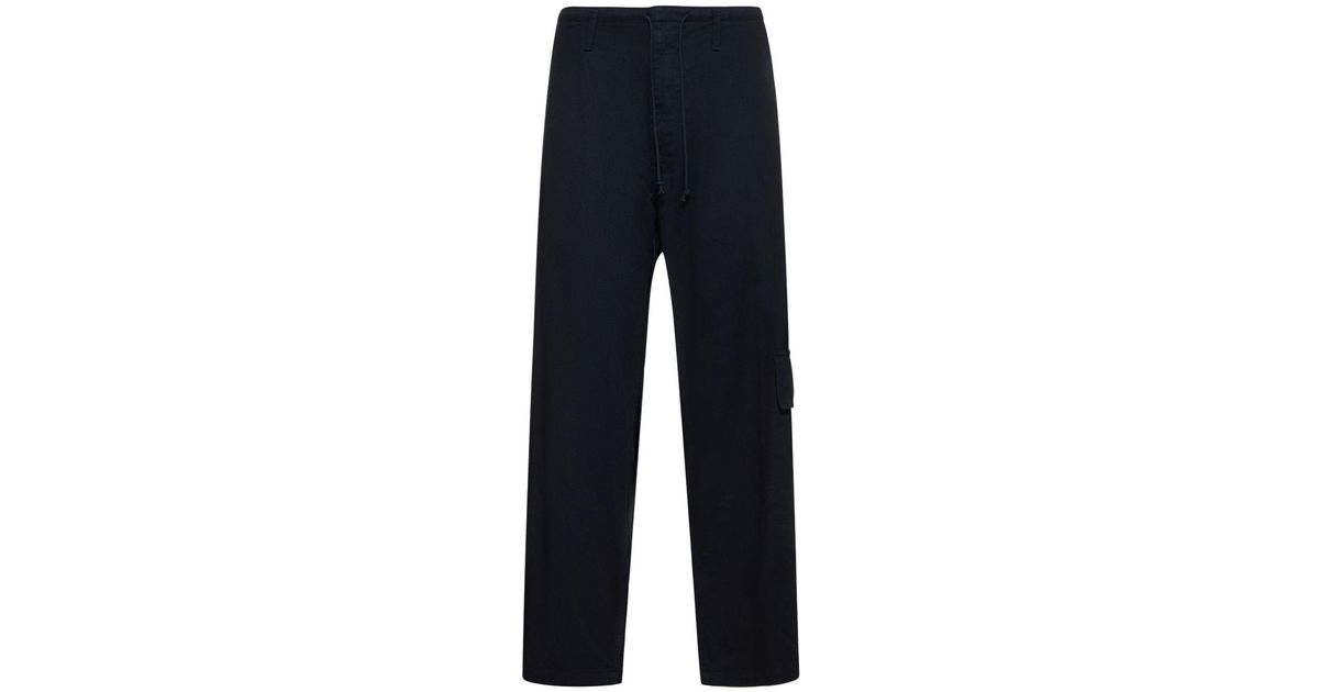 Yohji Yamamoto Cotton Cargo Pocket Pants in Blue for Men | Lyst