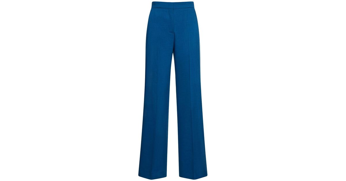 Tory Burch Tailored Draped Wide Pants in Blue