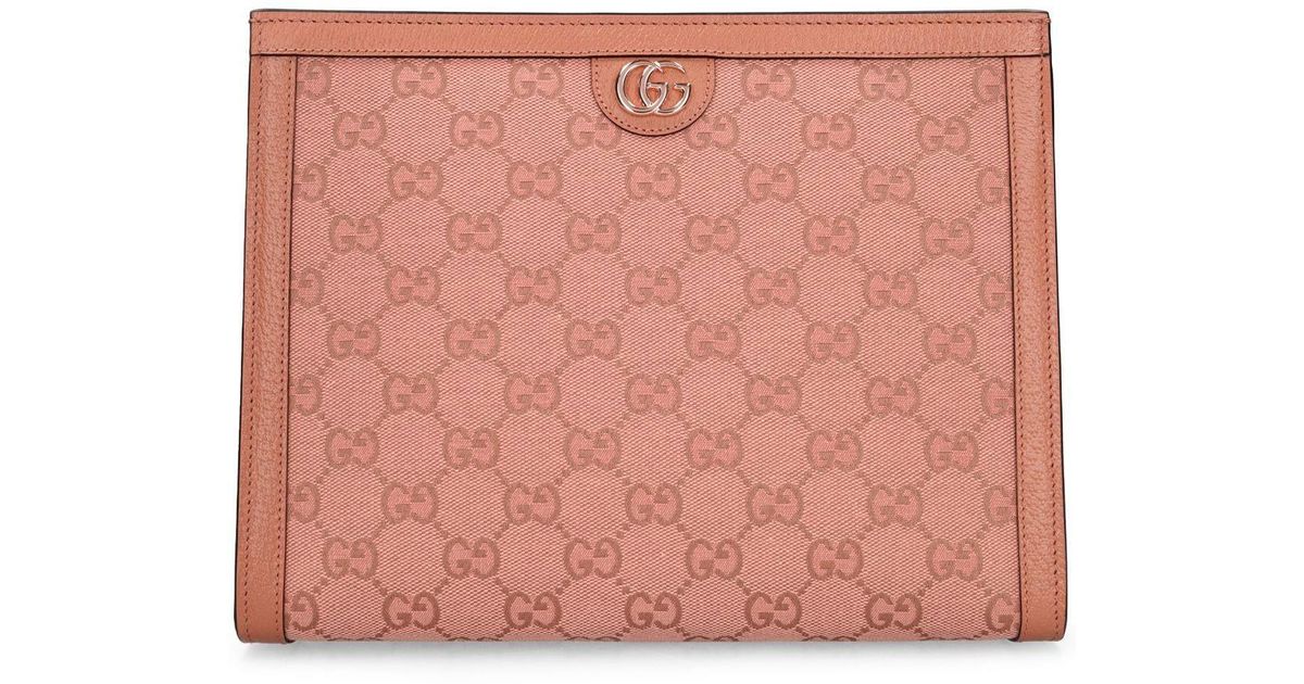 Gucci Ophidia gg Canvas & Leather Pouch in Pink Lyst