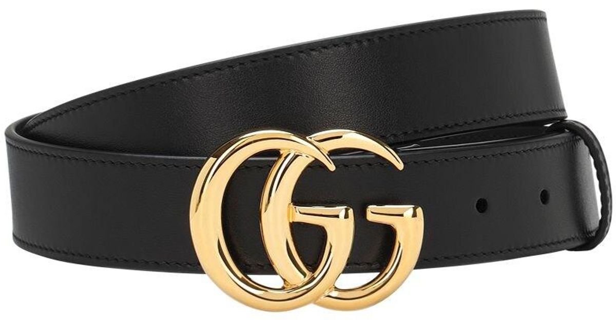 Gucci 3cm Gg Leather Belt in Black for Men - Lyst