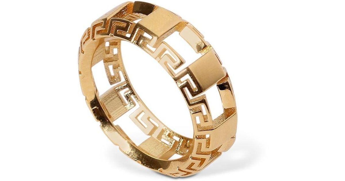 Versace Greek Key Engraved Ring In Metallic For Men Lyst atelieryuwa
