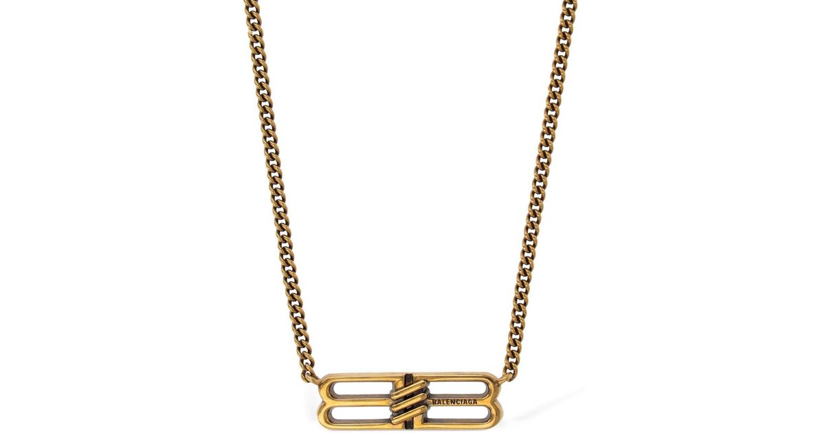 Balenciaga Bb Icon Brass Necklace in Gold (Metallic) - Lyst