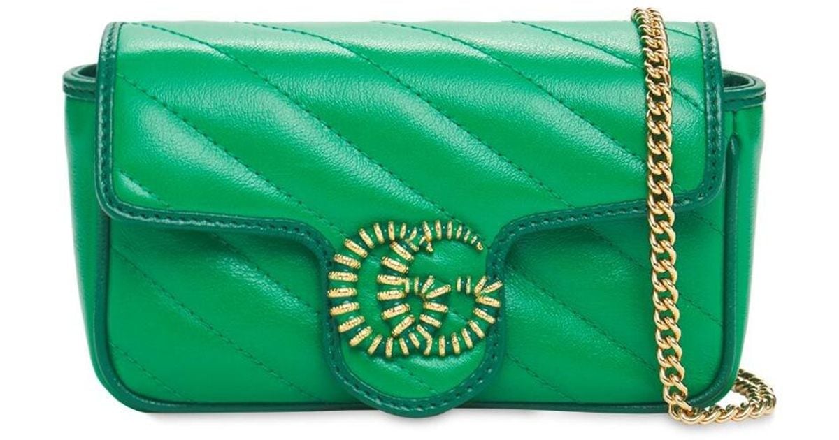 Gucci Gg Marmont Matelassé Super Mini Bag in Green | Lyst