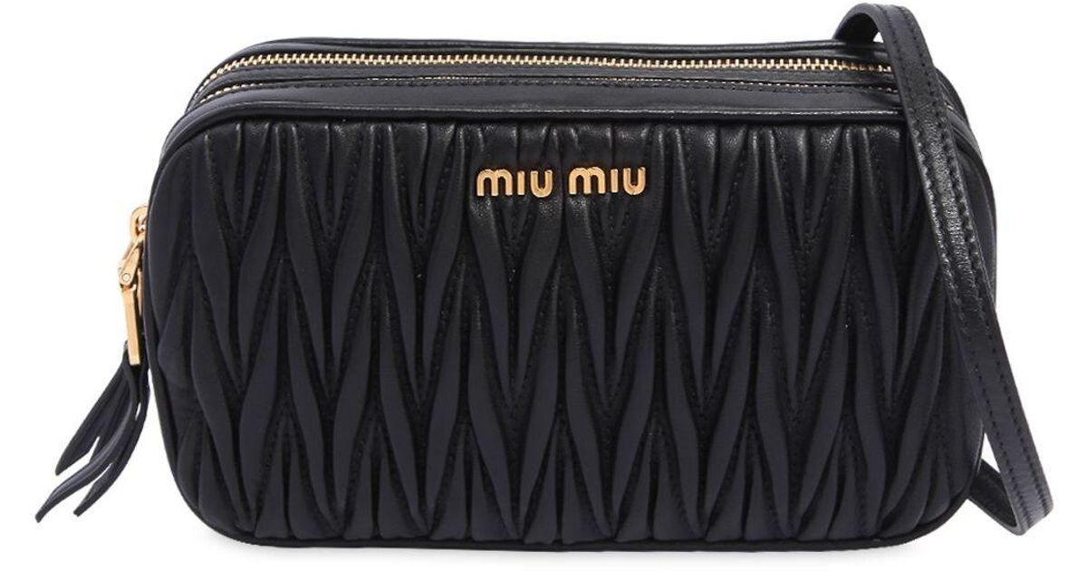 Miu Miu Quilted Leather Camera Bag in Black | Lyst