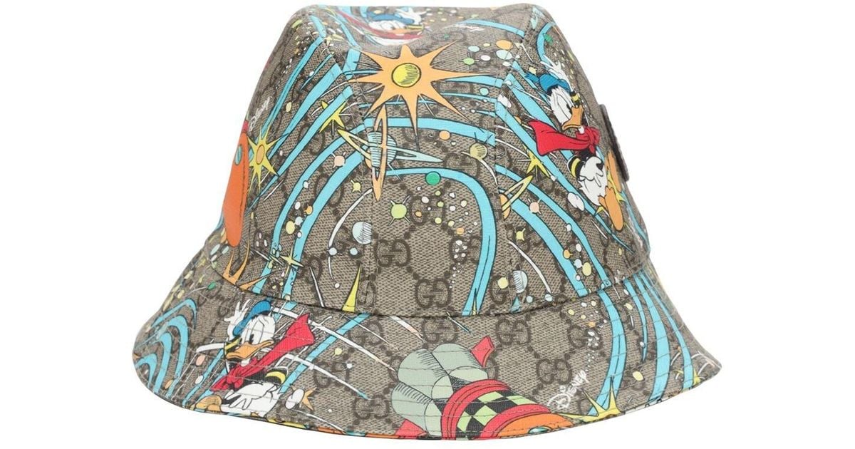Gucci Leather Gg Disney Bucket Hat in Brown for Men Lyst