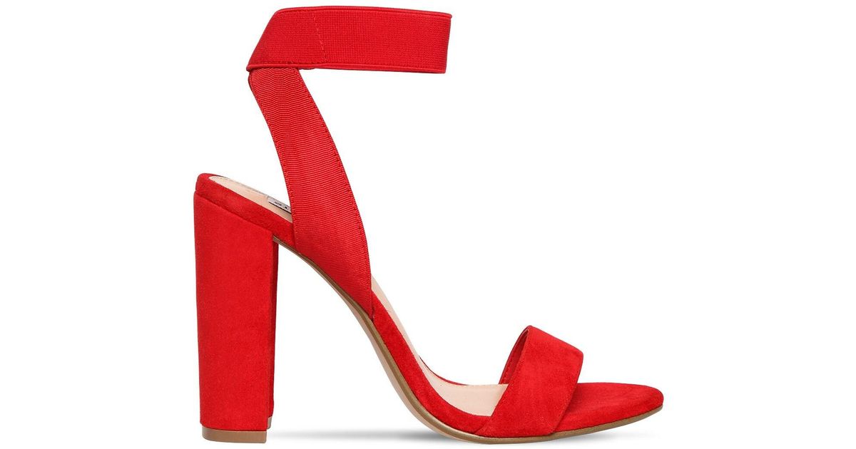 Steve Madden 100mm Celebrate Elastic & Suede Sandals in Red | Lyst