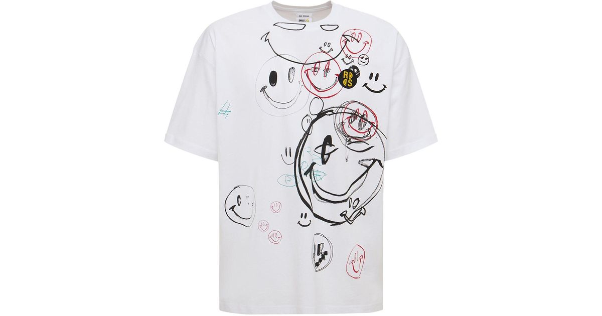 メンズ Raf Simons Smiley オーバーサイズジャージーtシャツ ホワイト 