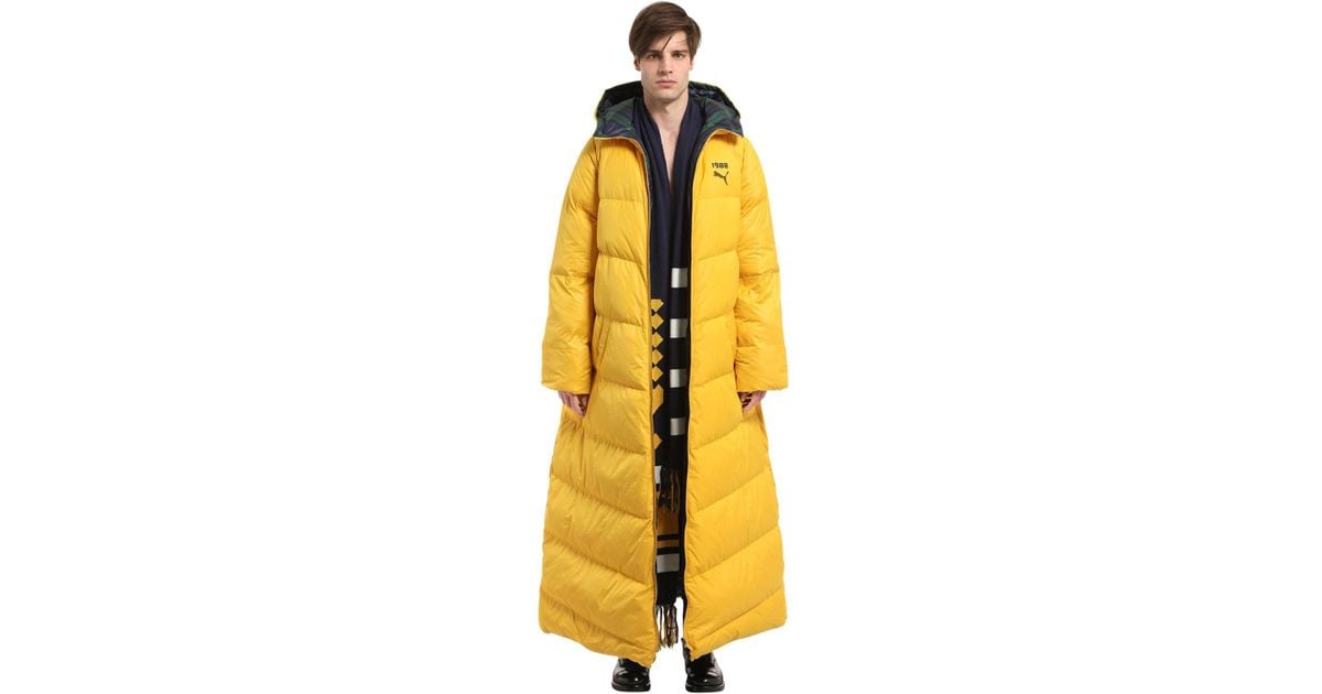 Inferir cristal Comunista PUMA Reversible Long Nylon Puffer Jacket in Yellow for Men | Lyst