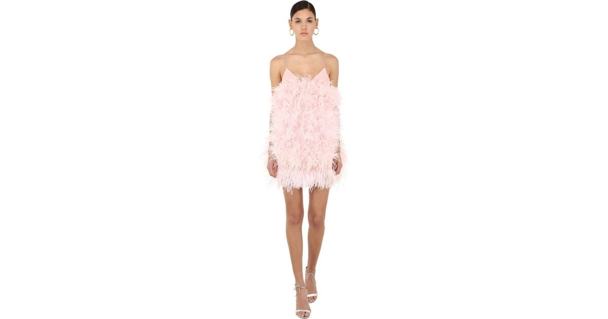 pink feather mini dress