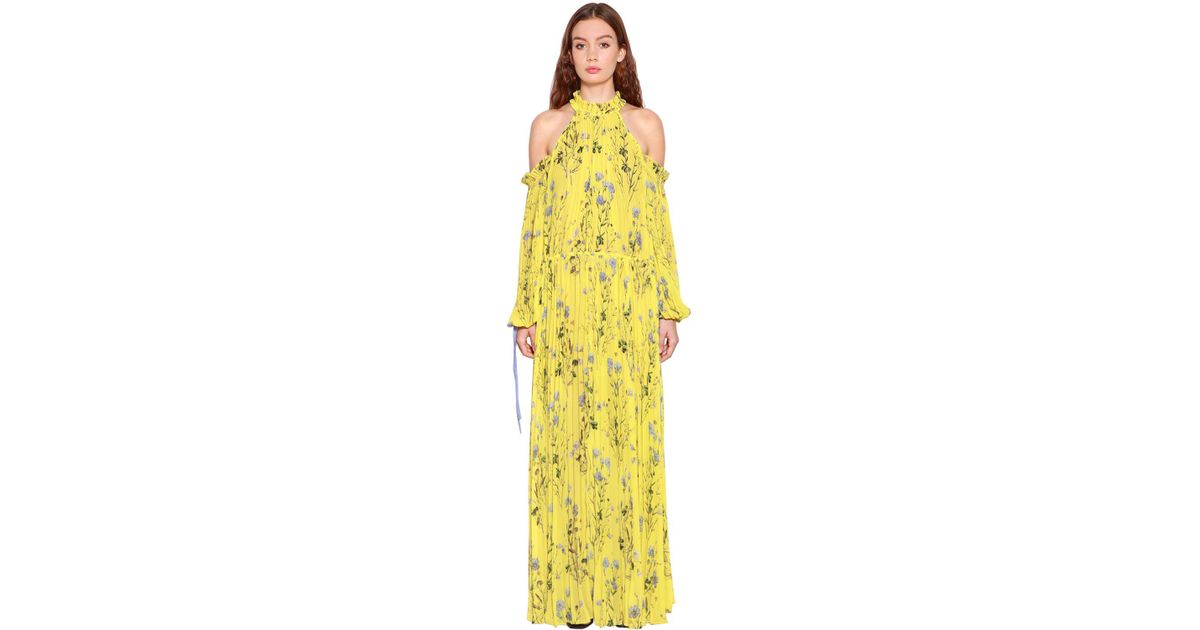 self portrait yellow pleated dress