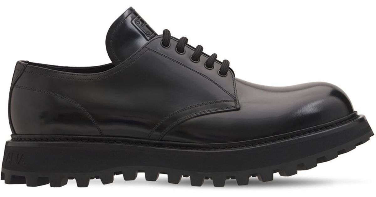 Dolce & Gabbana Bernini Leather Lace-up Derby Shoes in Black for Men | Lyst