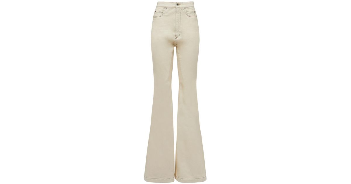 Rick Owens Bolan Stoned Denim Flared Jeans in Natural | Lyst