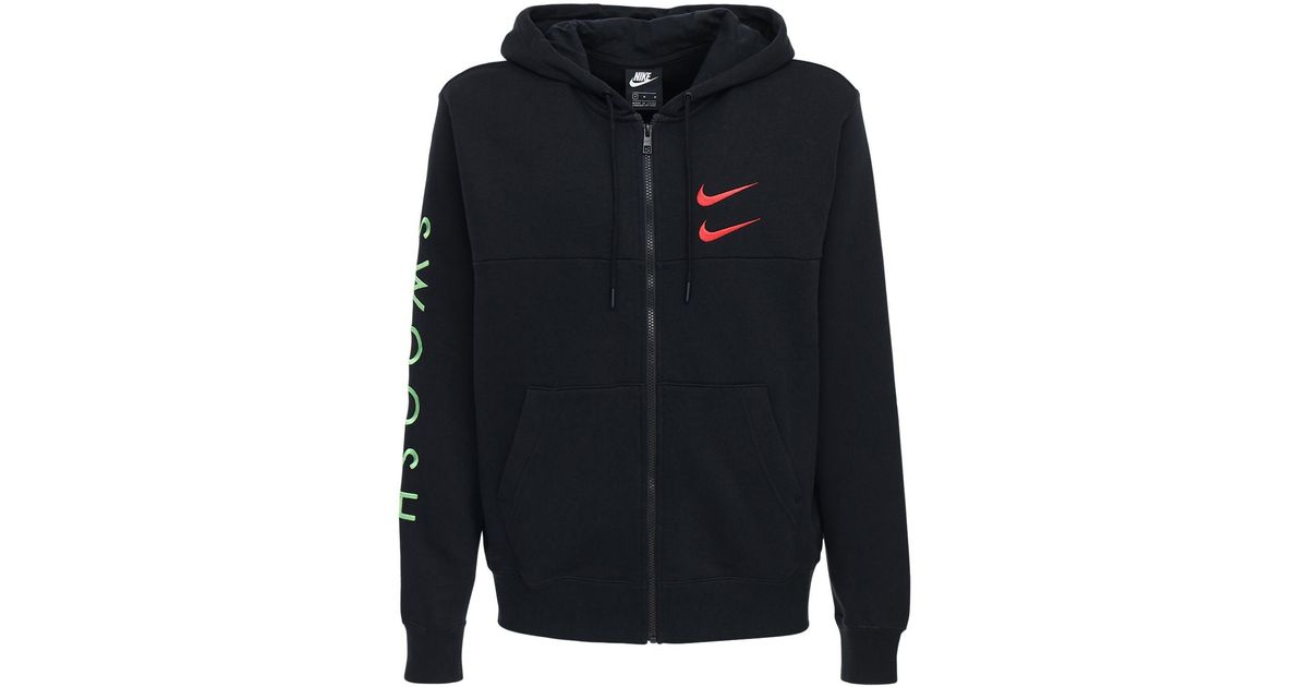 Nike Swoosh Cotton Blend Sweatshirt Hoodie in Black for Men - Lyst