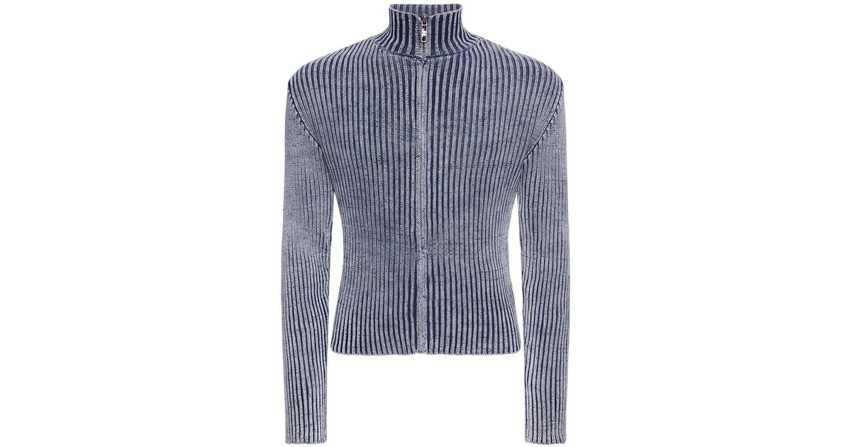 Jaded London Acid Rib Knit Zip-up Sweater in Blue for Men | Lyst